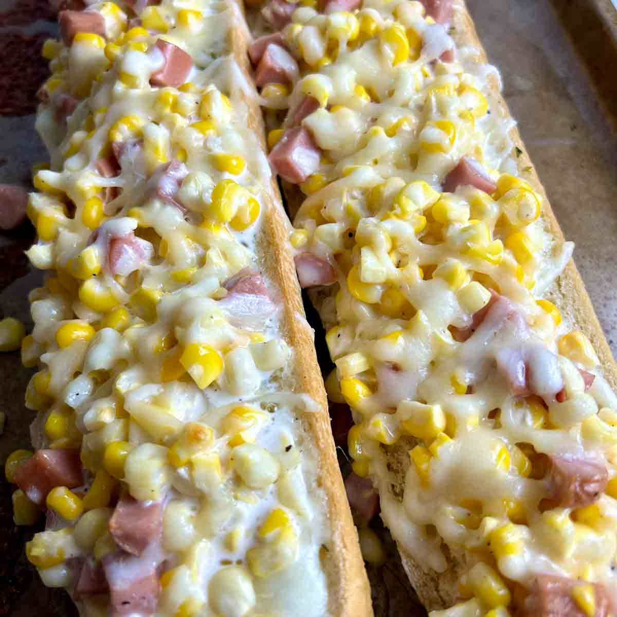 Chinese Ham and Corn Buns (with garlic bread)