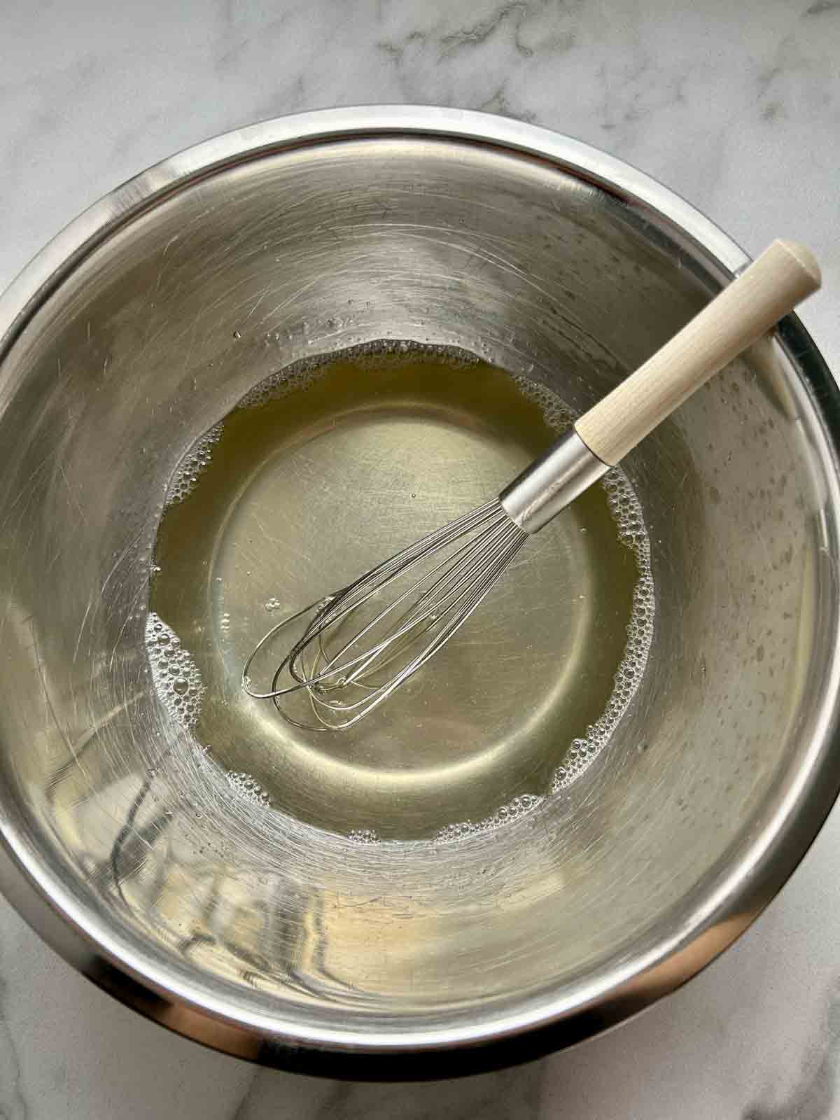 gelatin being dissolved in water.