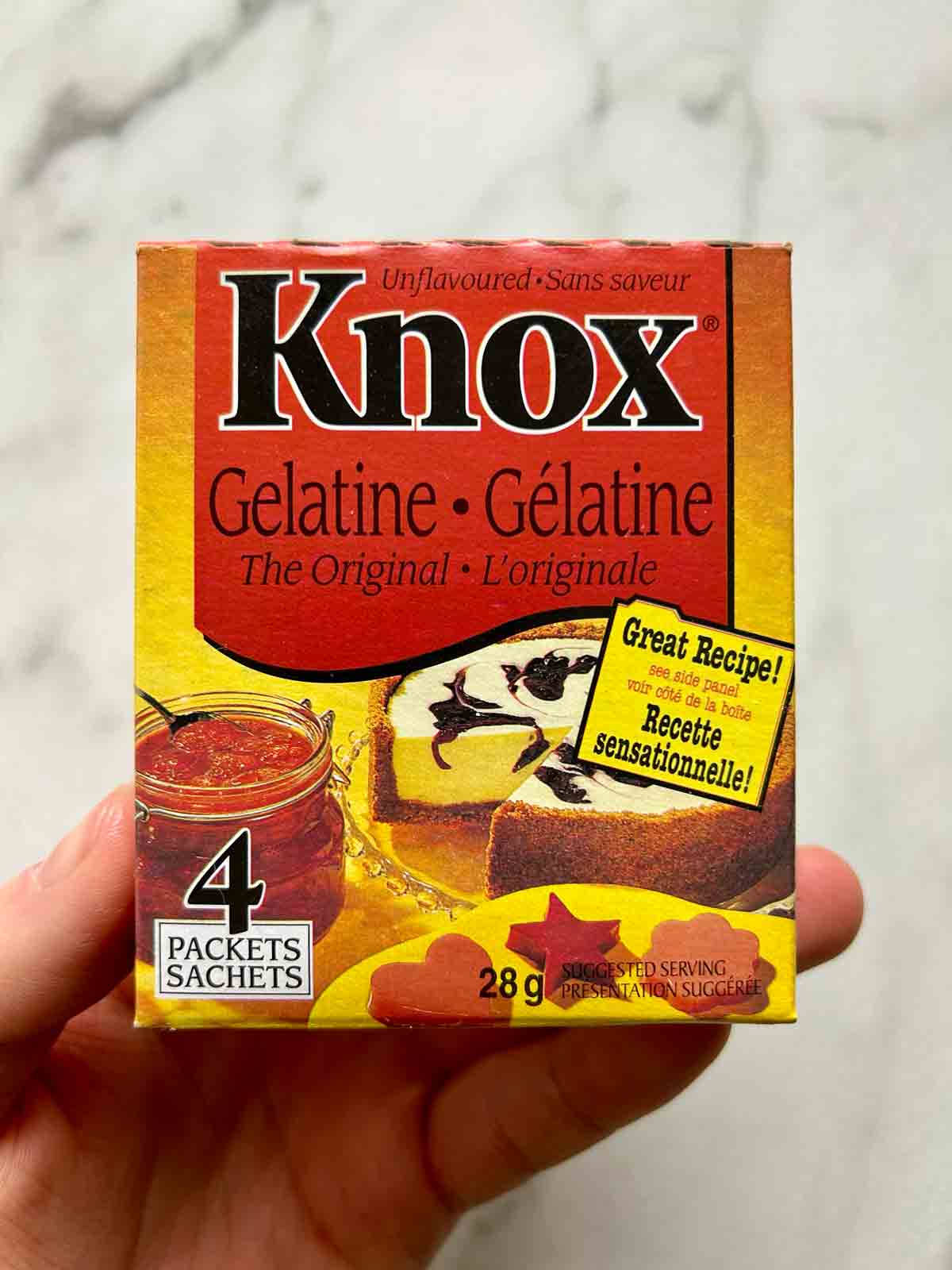 box of Knox powdered gelatin.