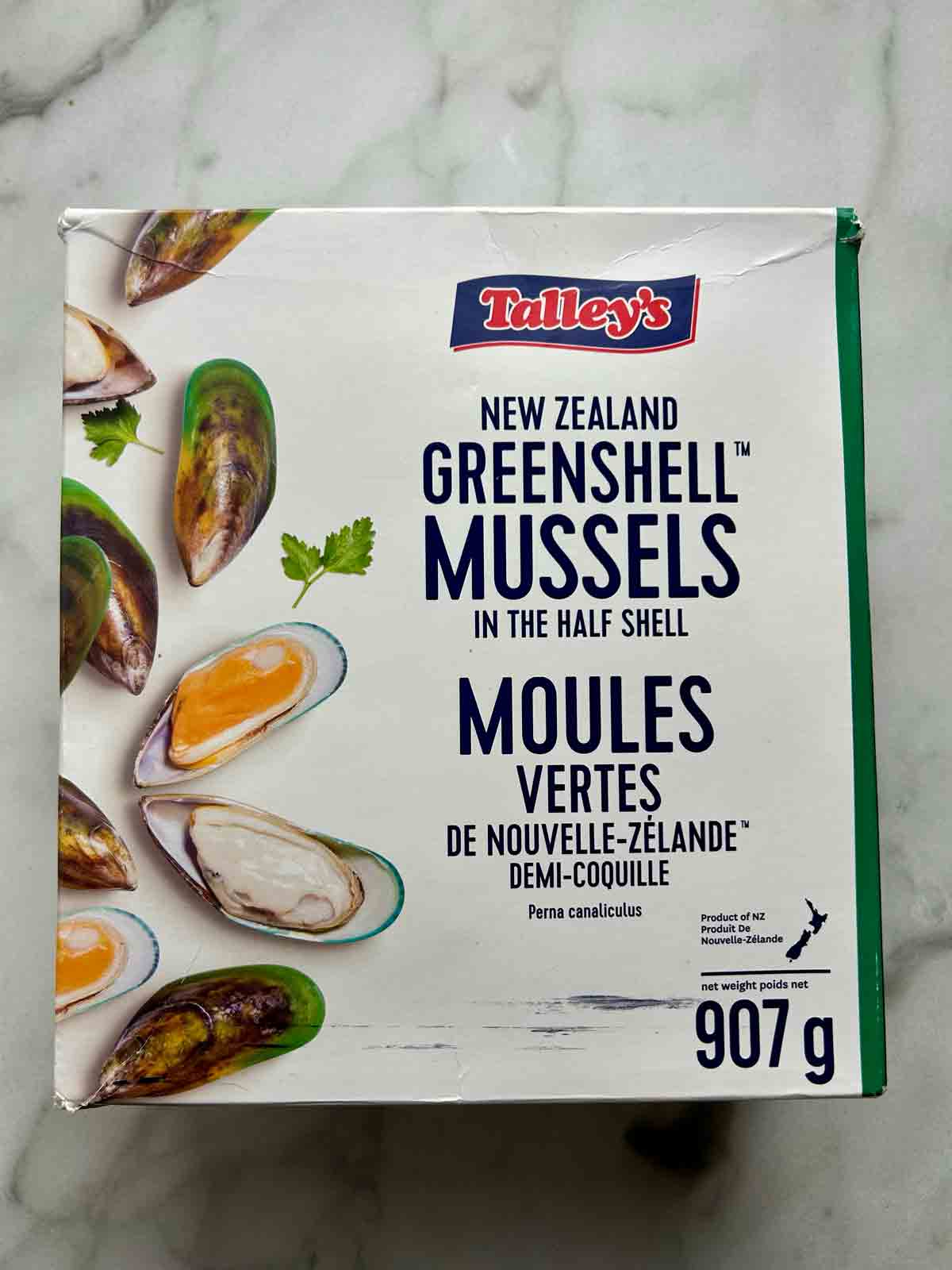 package of New Zealand Greenshell mussels