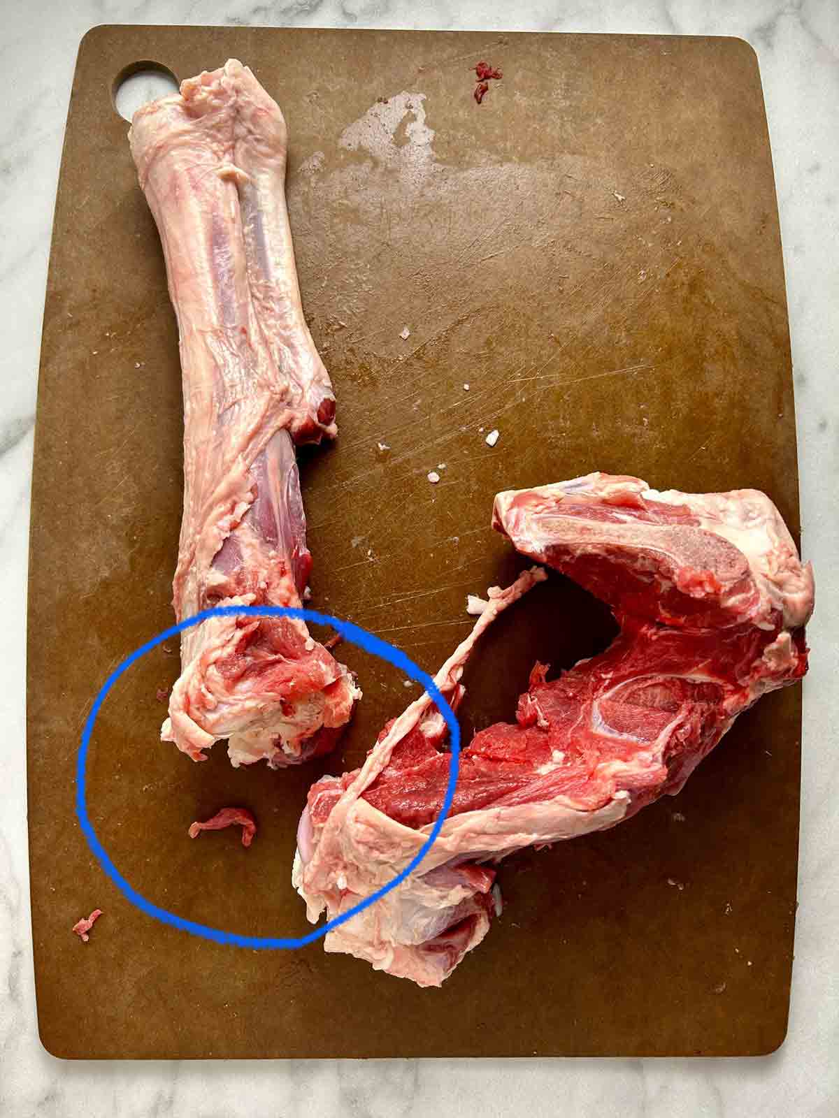 lamb bone separated at the joint.