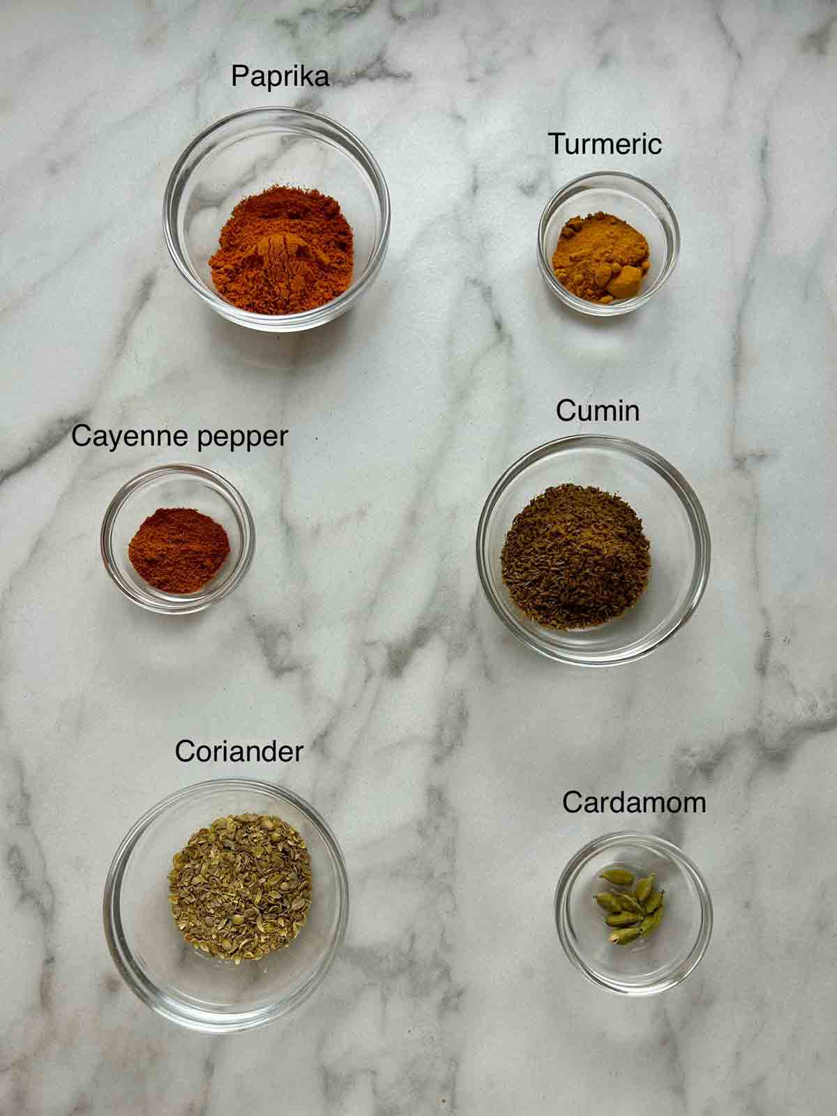 spices used for the lamb curry.