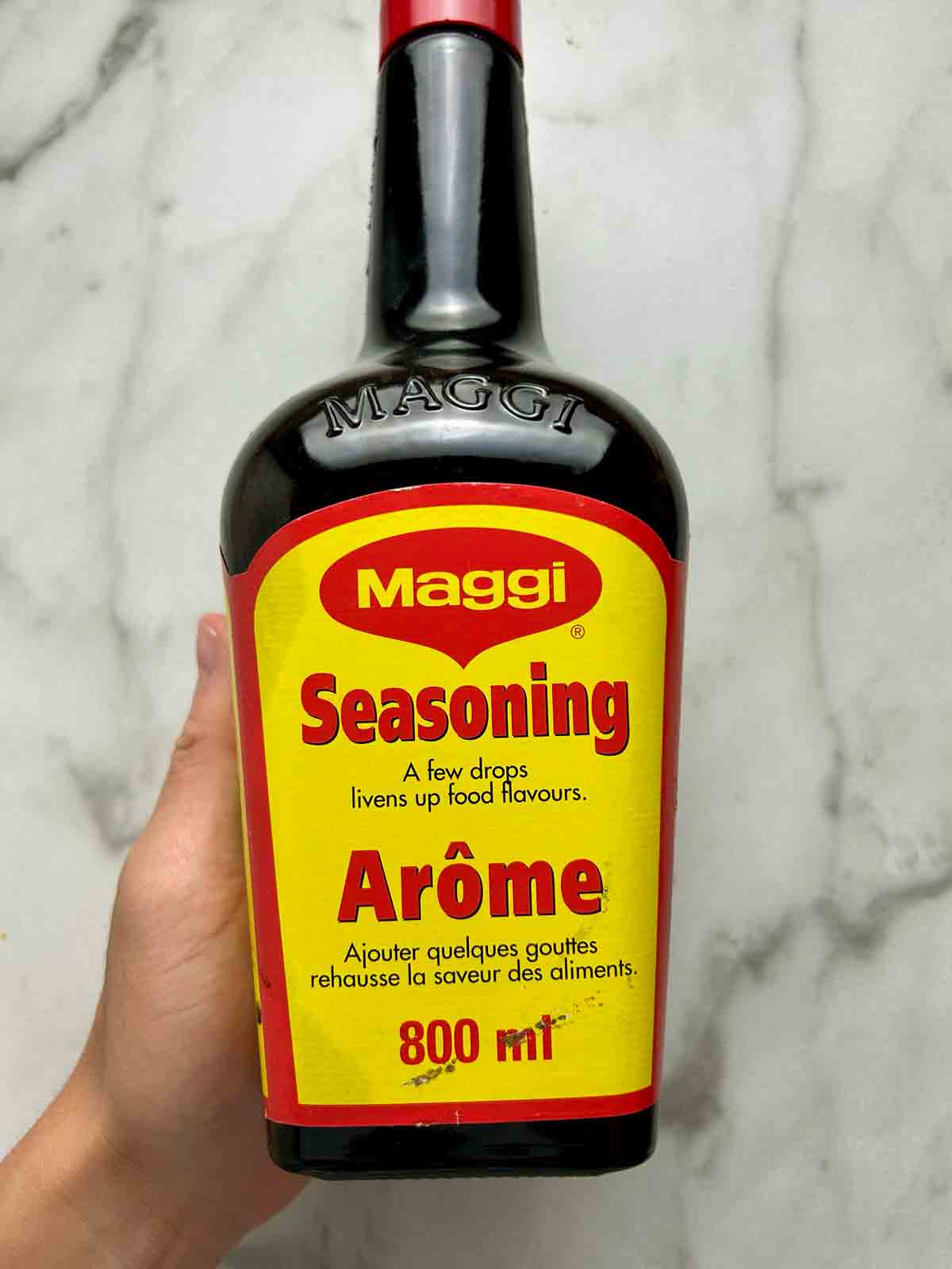 bottle of Maggi seasoning.