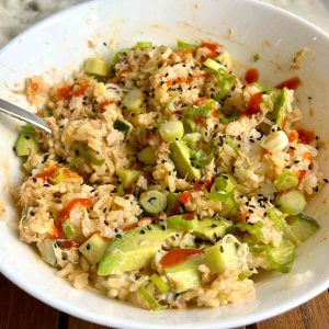 canned tuna rice bowl.