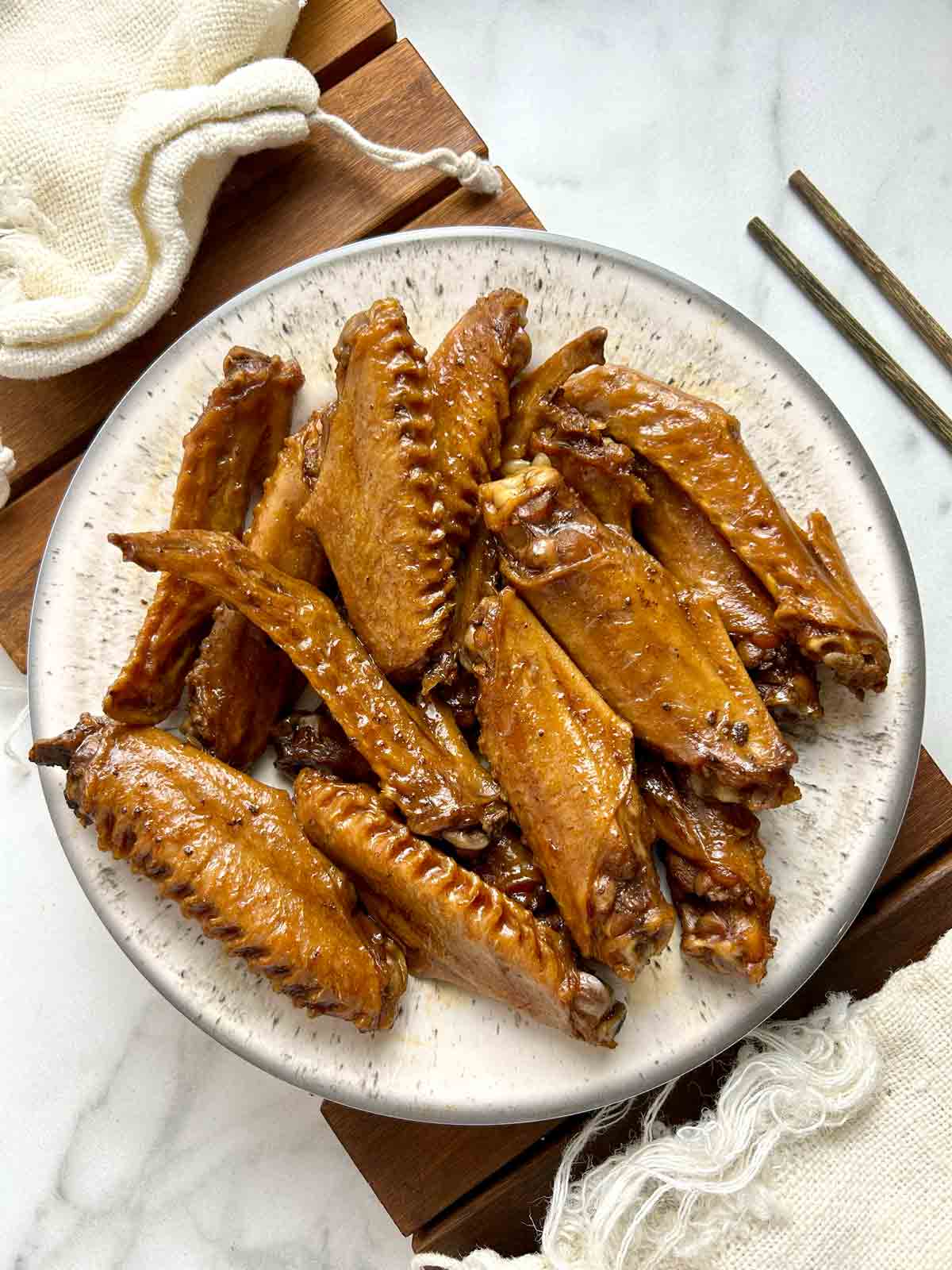 plate of braised duck wings.