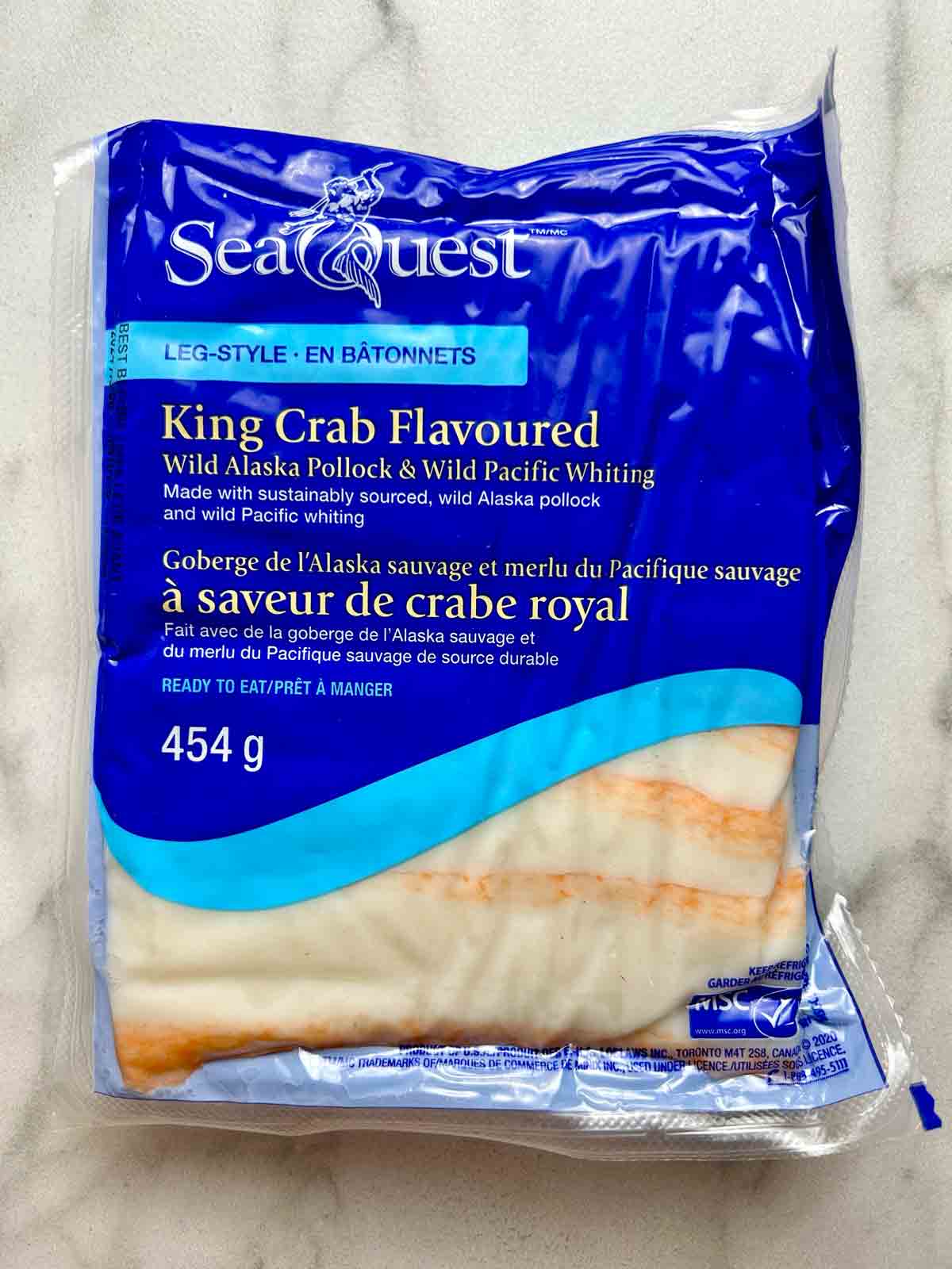 package of imitation crab meat.