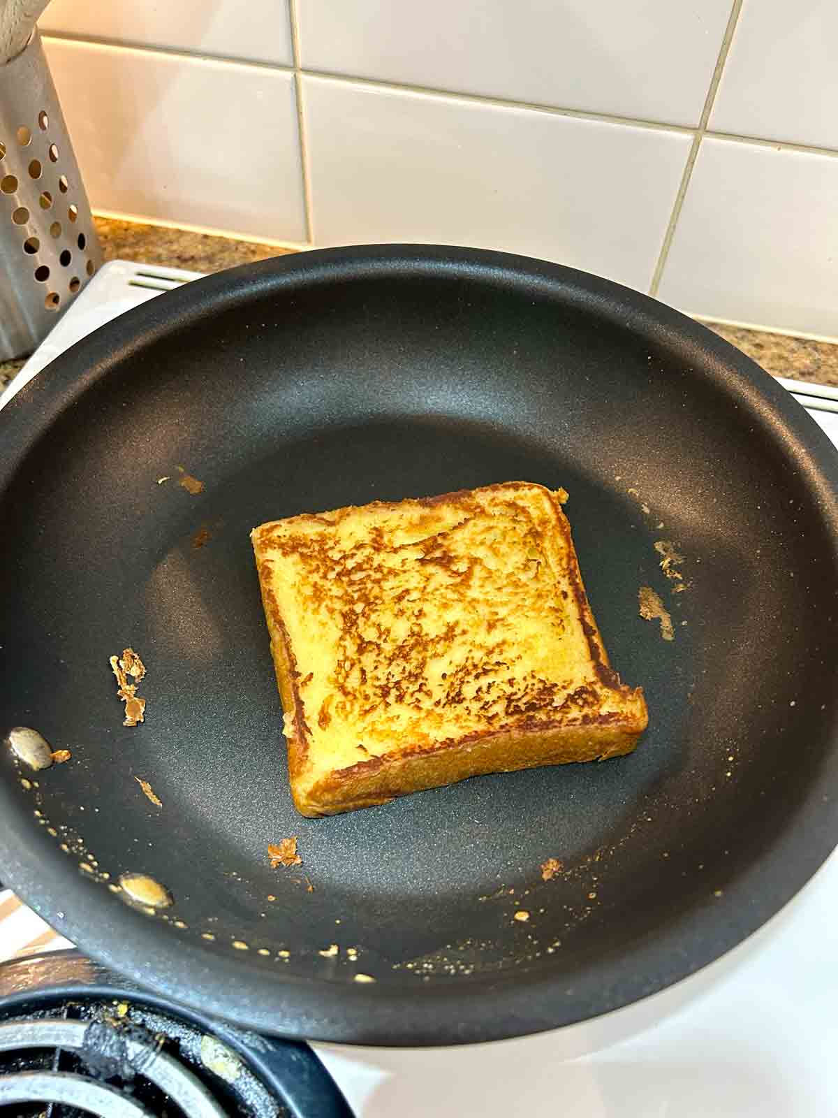 milk toast cooked until golden brown on one side.