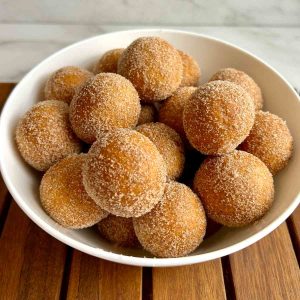 bowl of mochi donut holes.