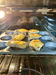 oysters baking in oven.