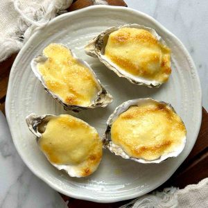 oyster motoyaki on plate.