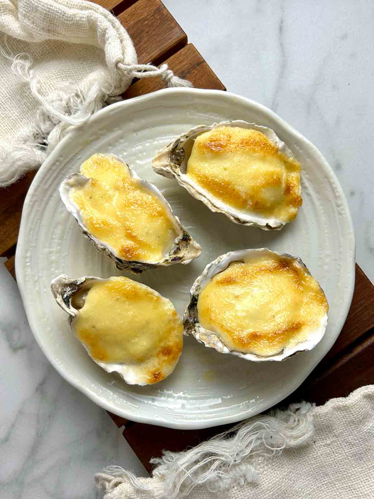 oyster motoyaki on plate.