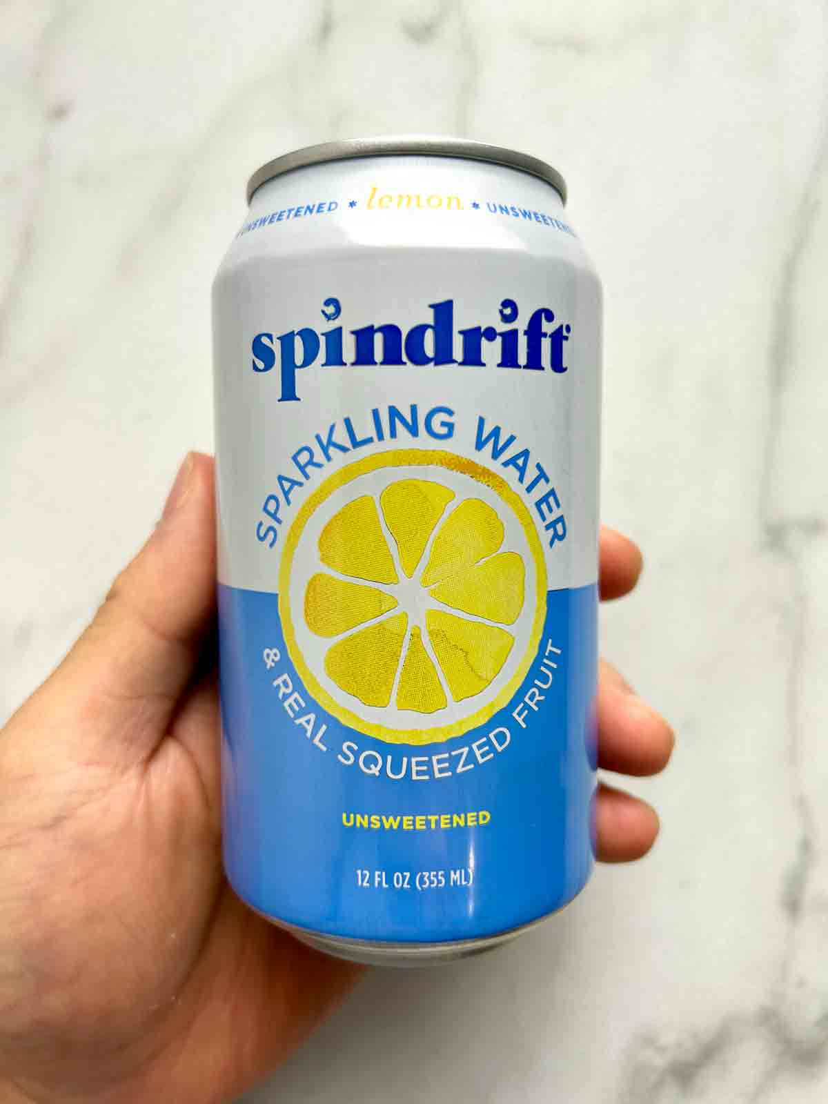 can of lemon sparkling water.