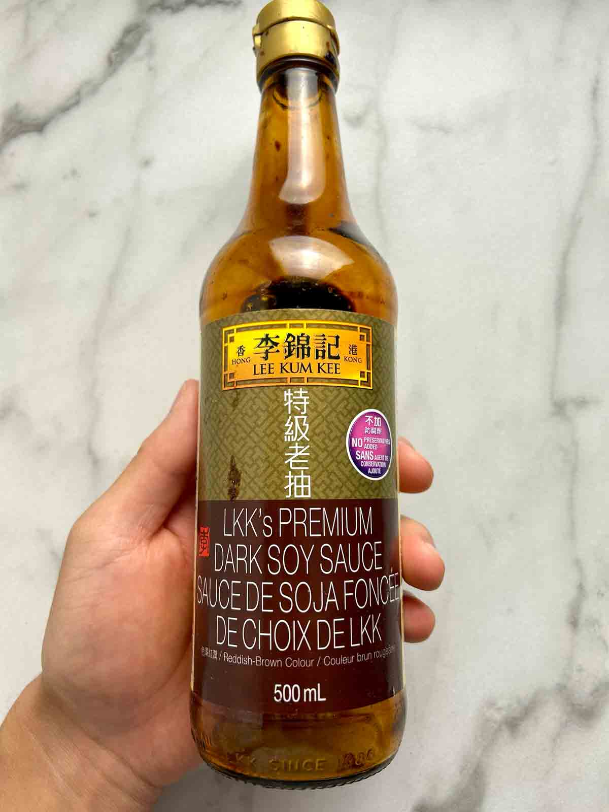 bottle of dark soy sauce.