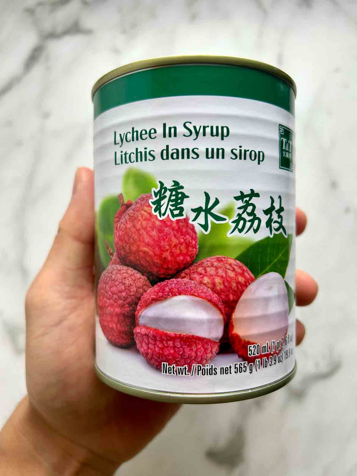 can of lychee in syrup.