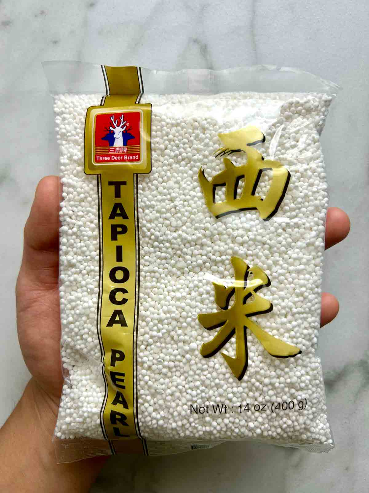 bag of tapioca pearls.