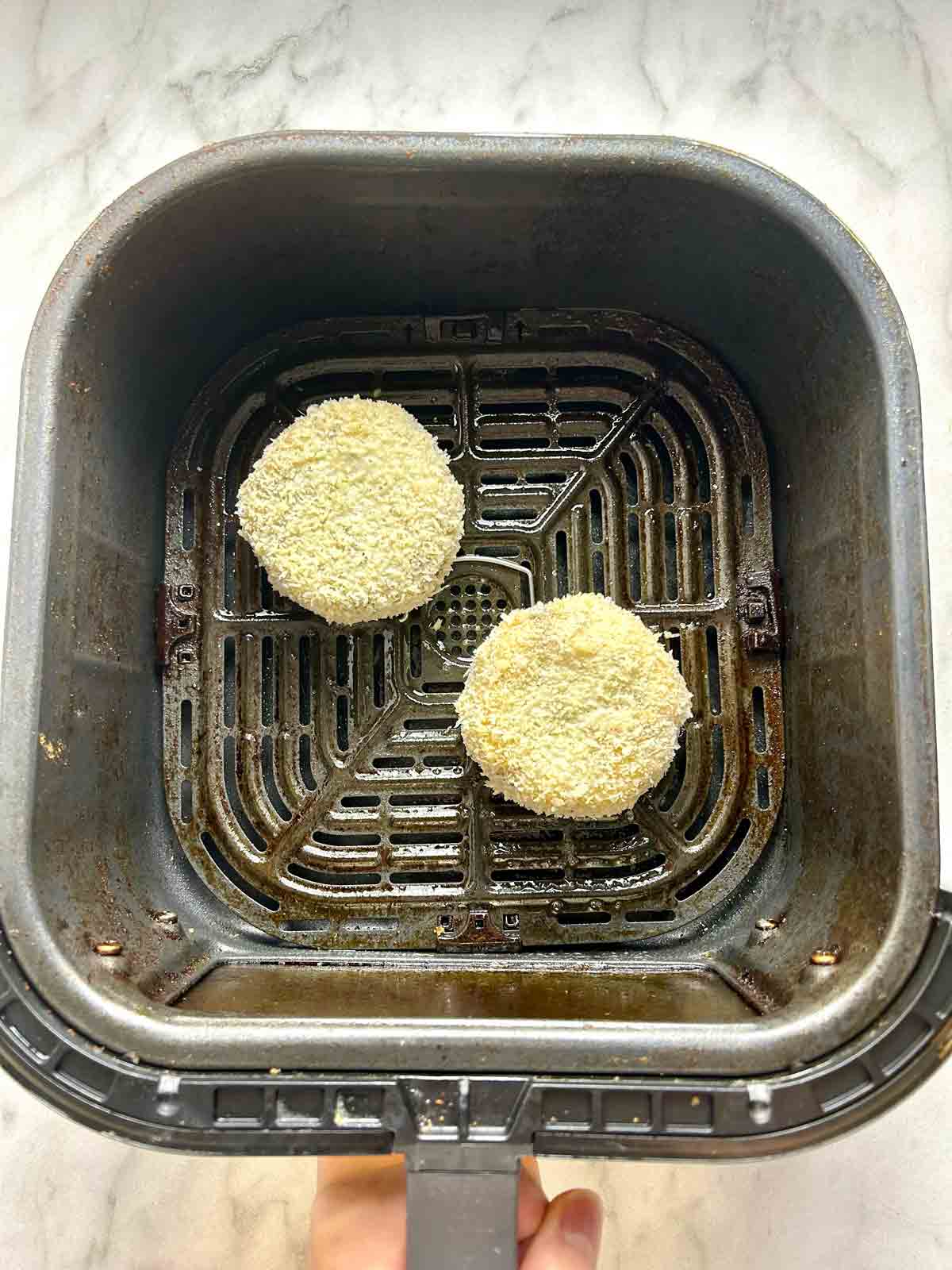 beef croquettes in air-fryer basket