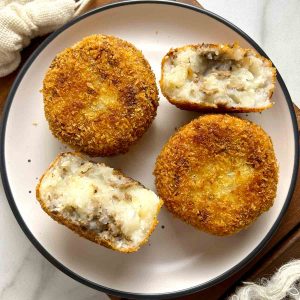 beef croquettes on plate.