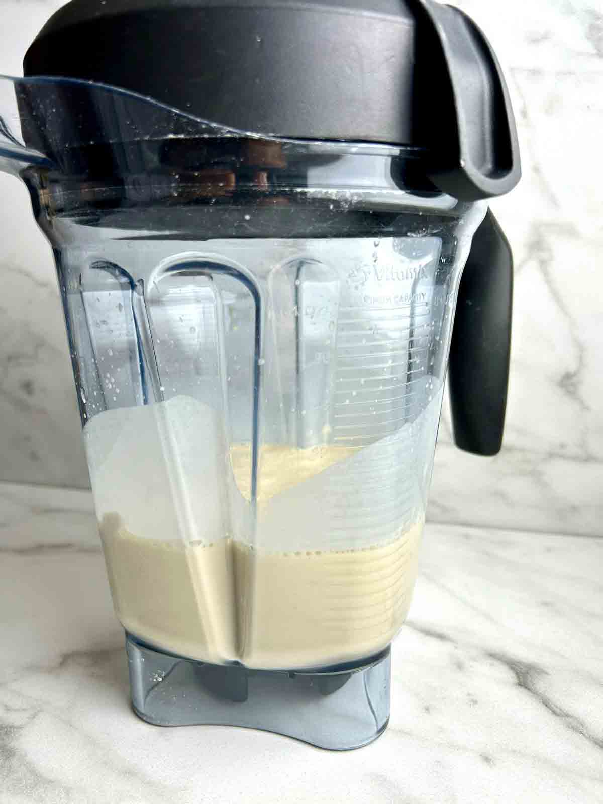 crepe batter blended in blender.