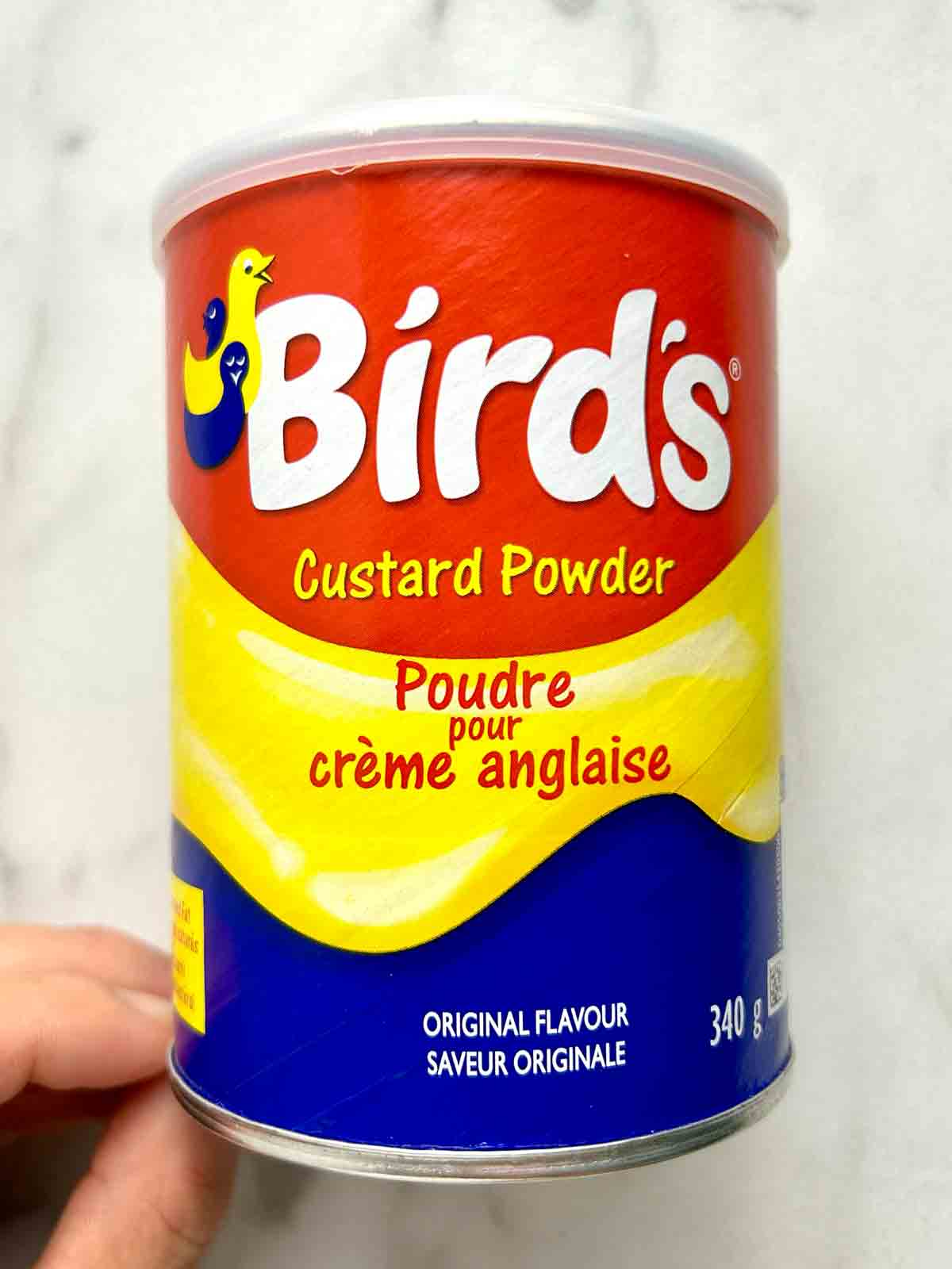 container of custard powder.