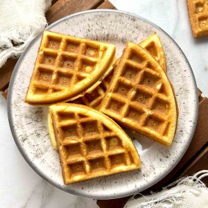 plate of bubble waffles (made in regular waffle iron).