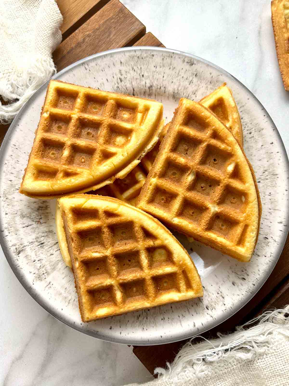 plate of bubble waffles (made in regular waffle iron).