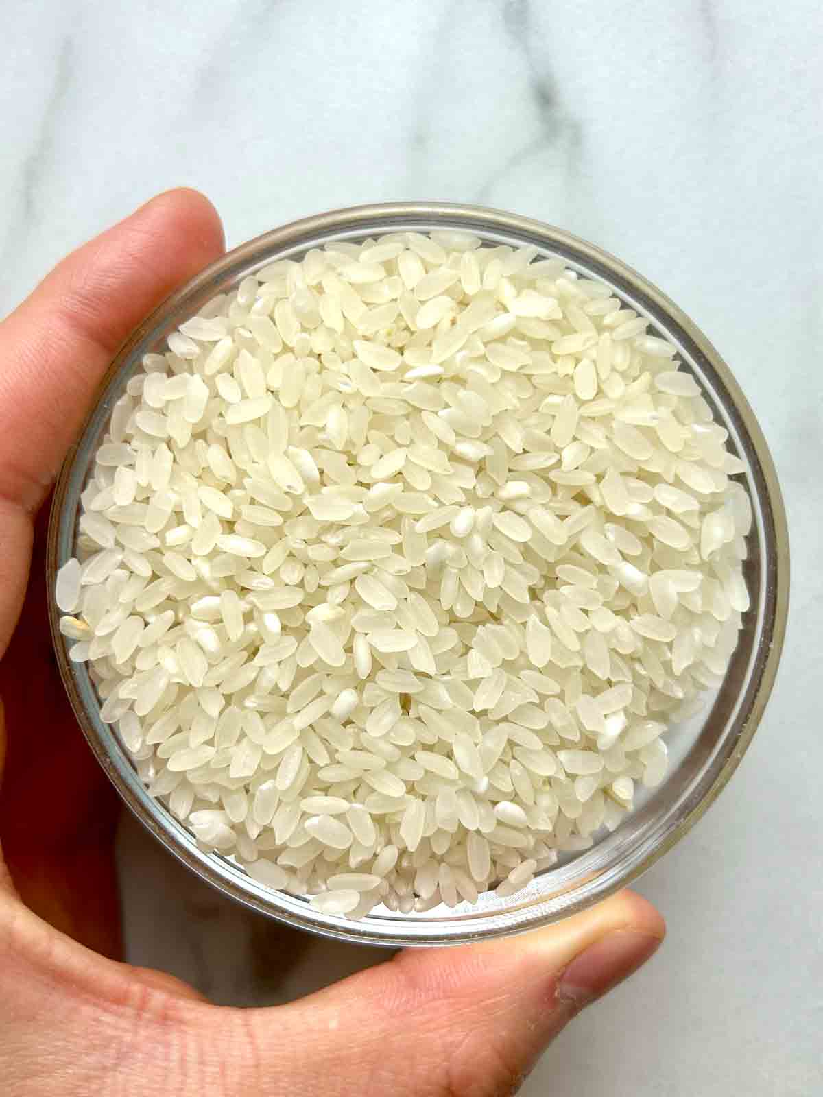 bowl of short grain rice.