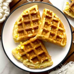 corn waffles on plate.