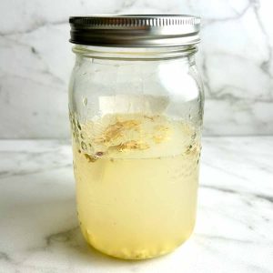 mason jar of ginger bug.