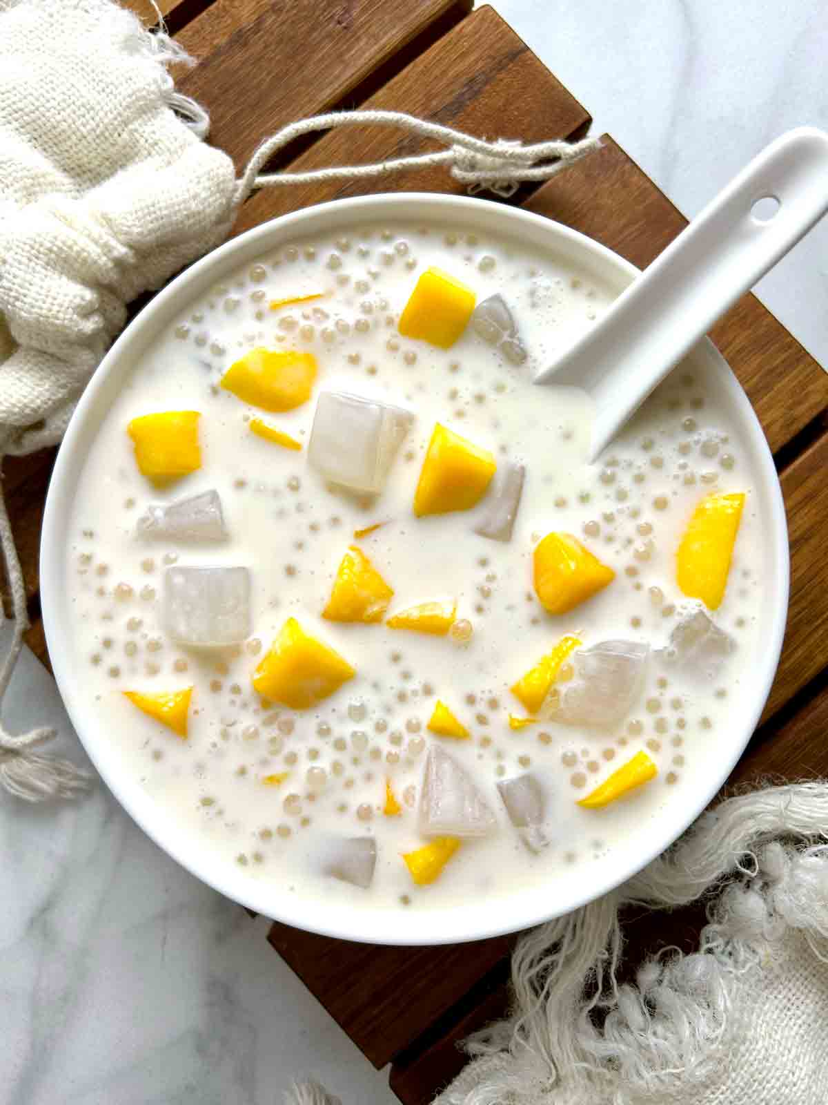 chilled mango bango in bowl.