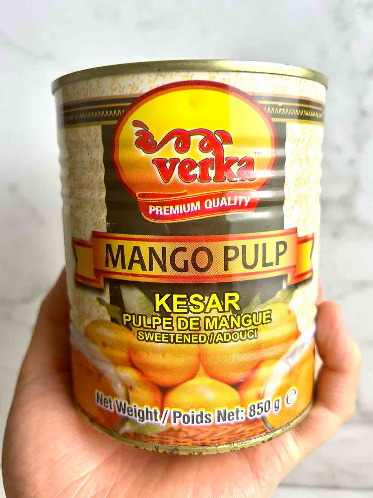 can of kesar mango pulp.