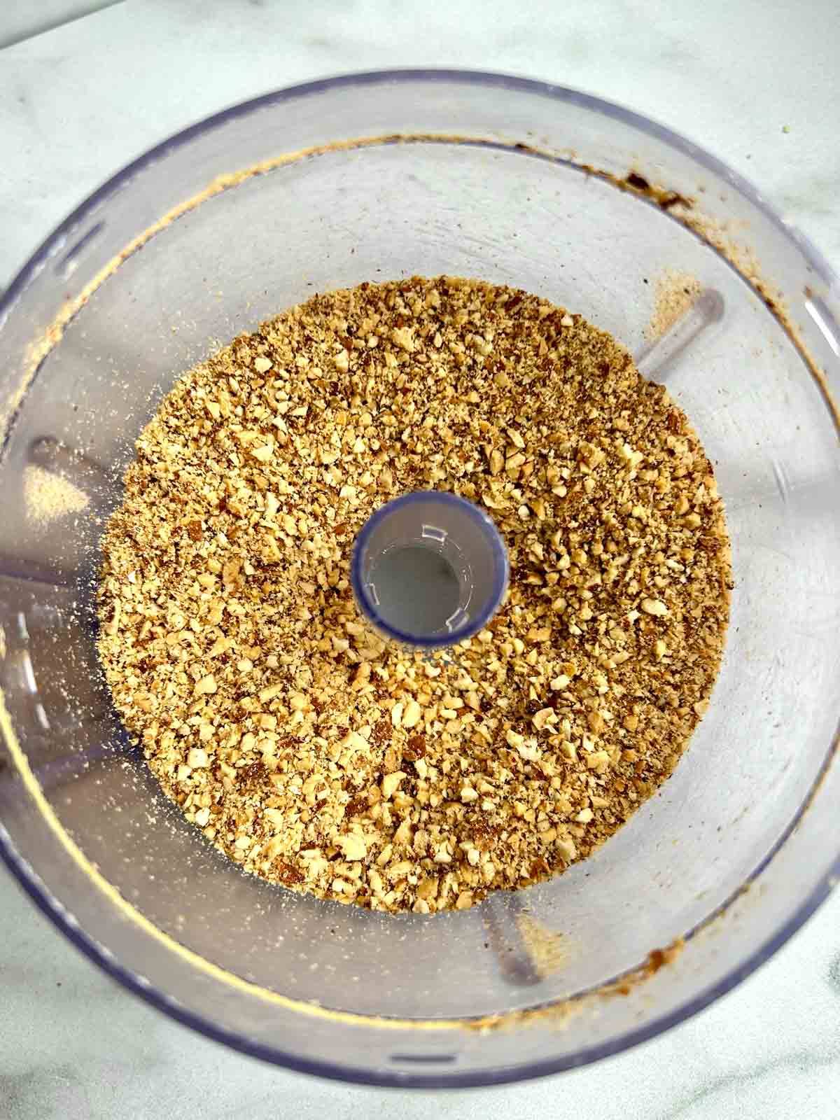 blended roasted almonds in food processor.