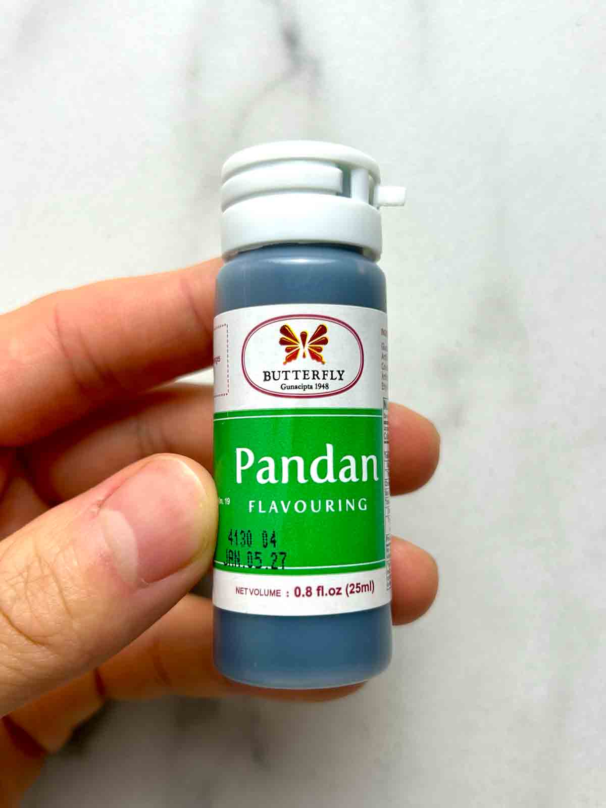 bottle of pandan extract.