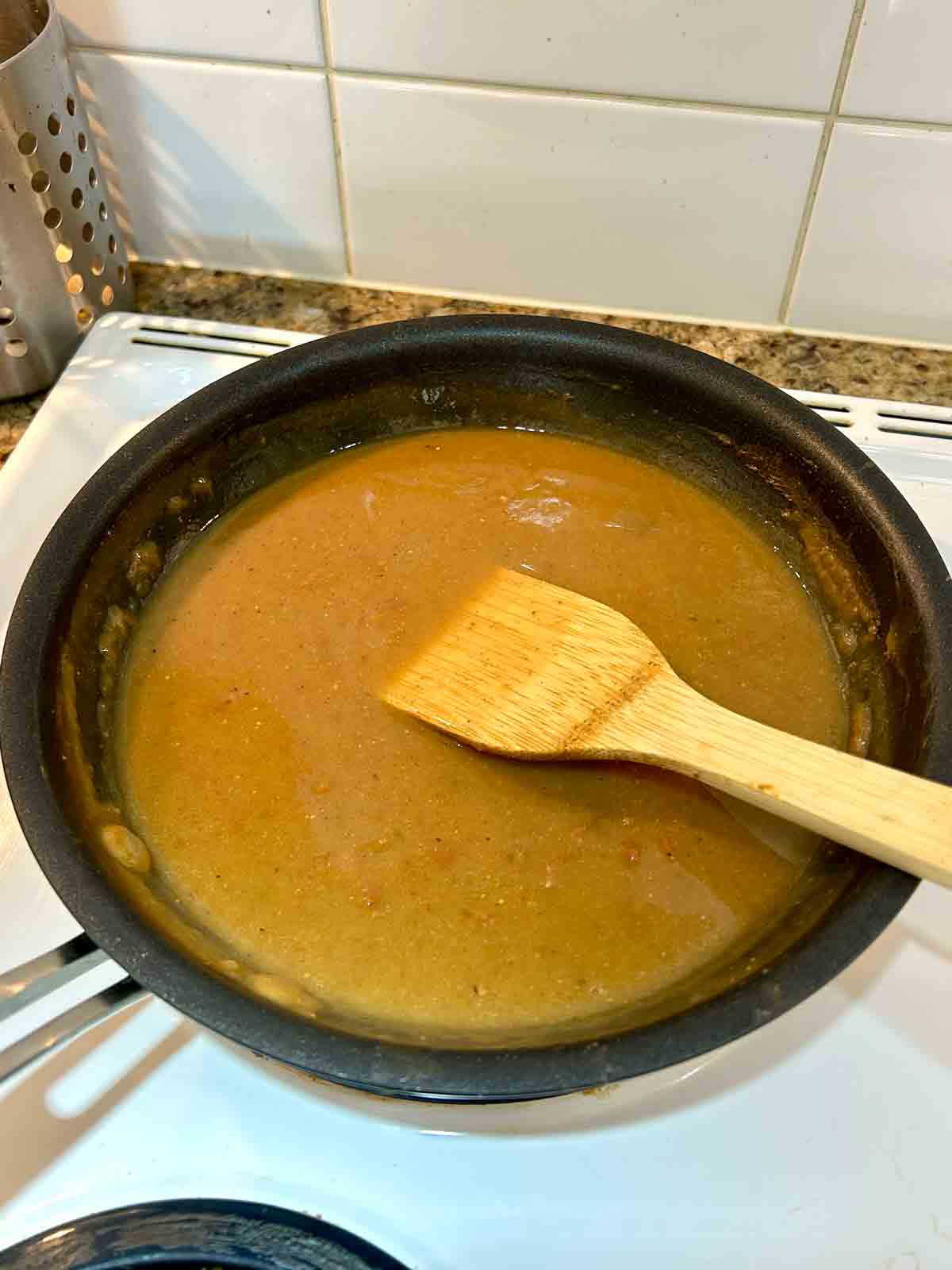 gravy after adding beef stock.