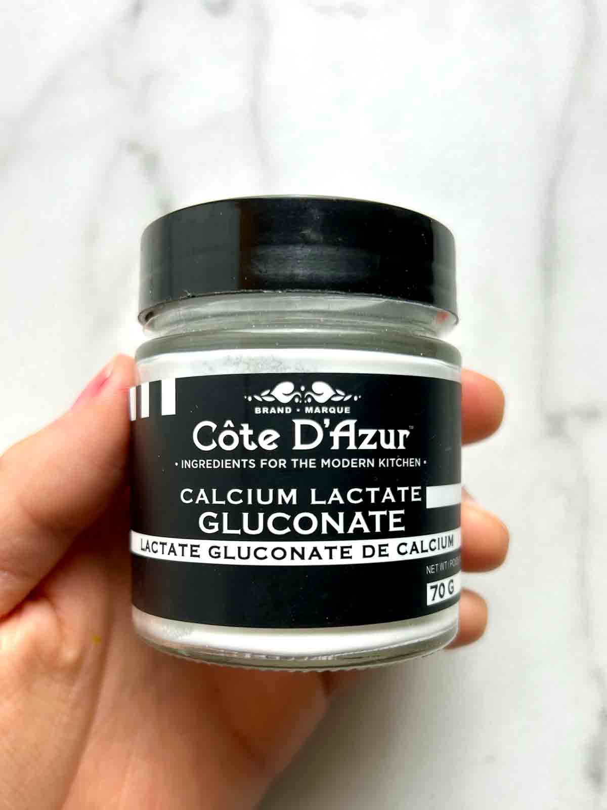 jar of calcium lactate.