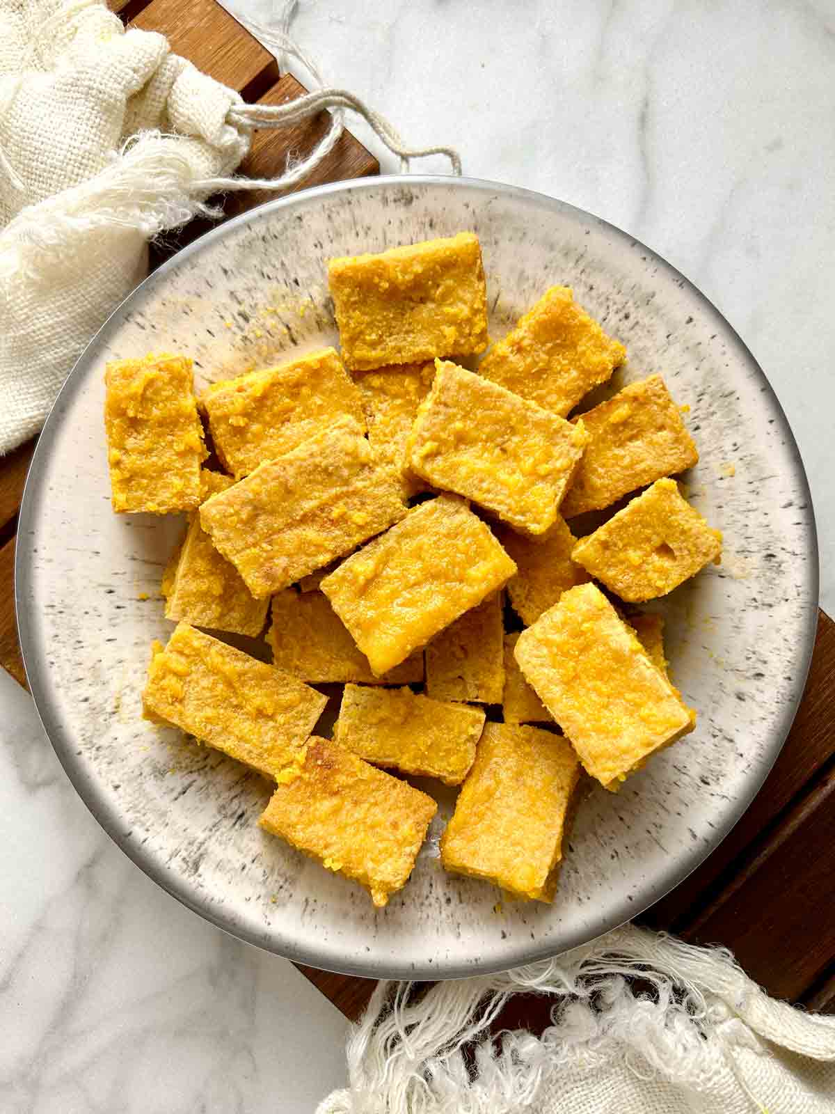 plate of salted egg tofu.