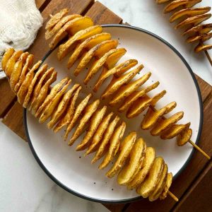 tornado potato on plate.