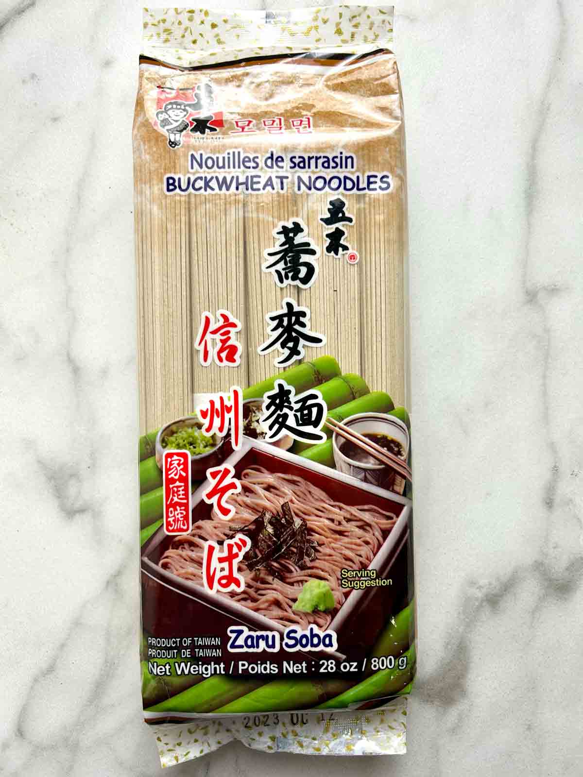 package of buckwheat noodles.