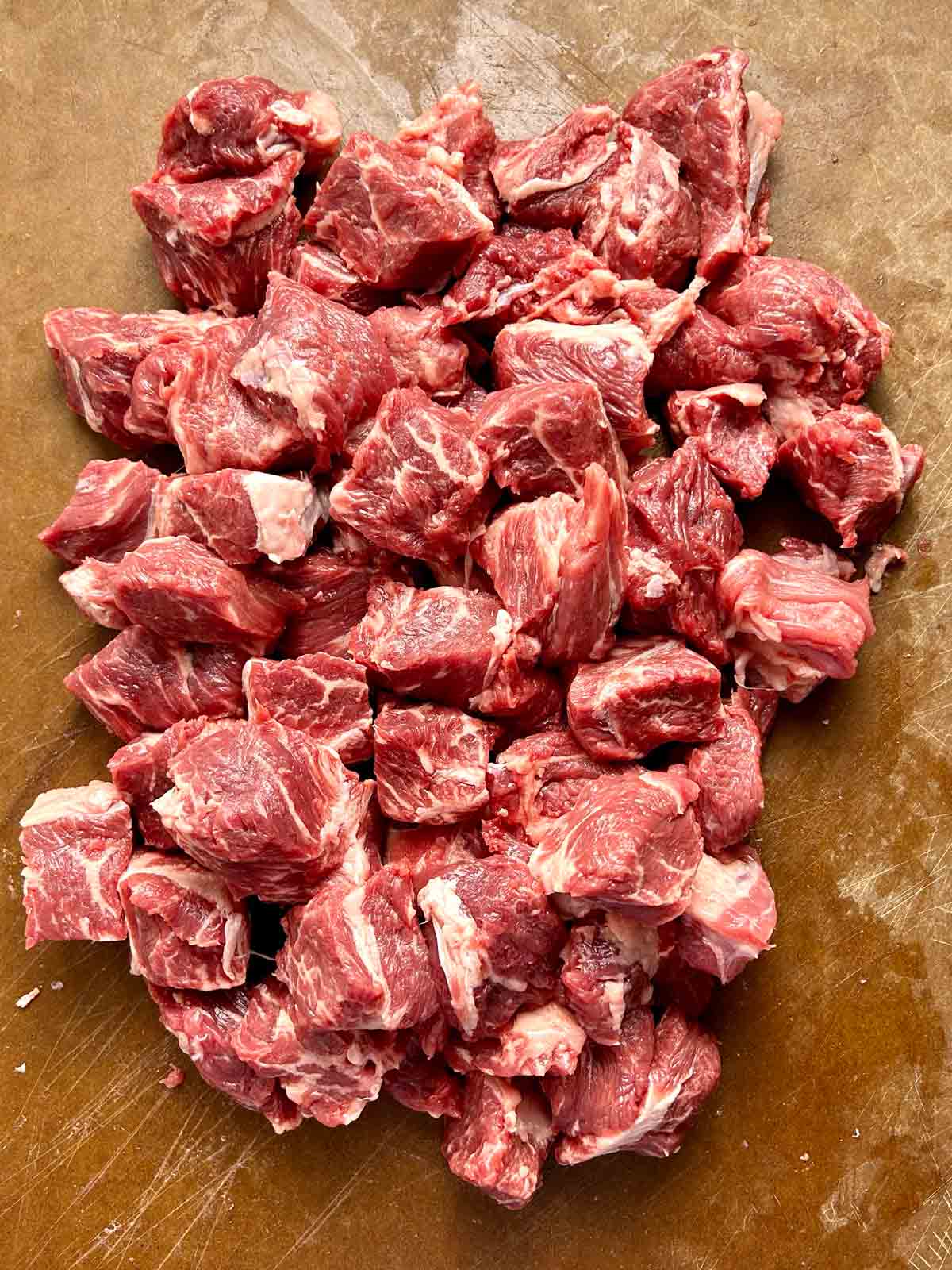 beef cut into 1-inch cubes.