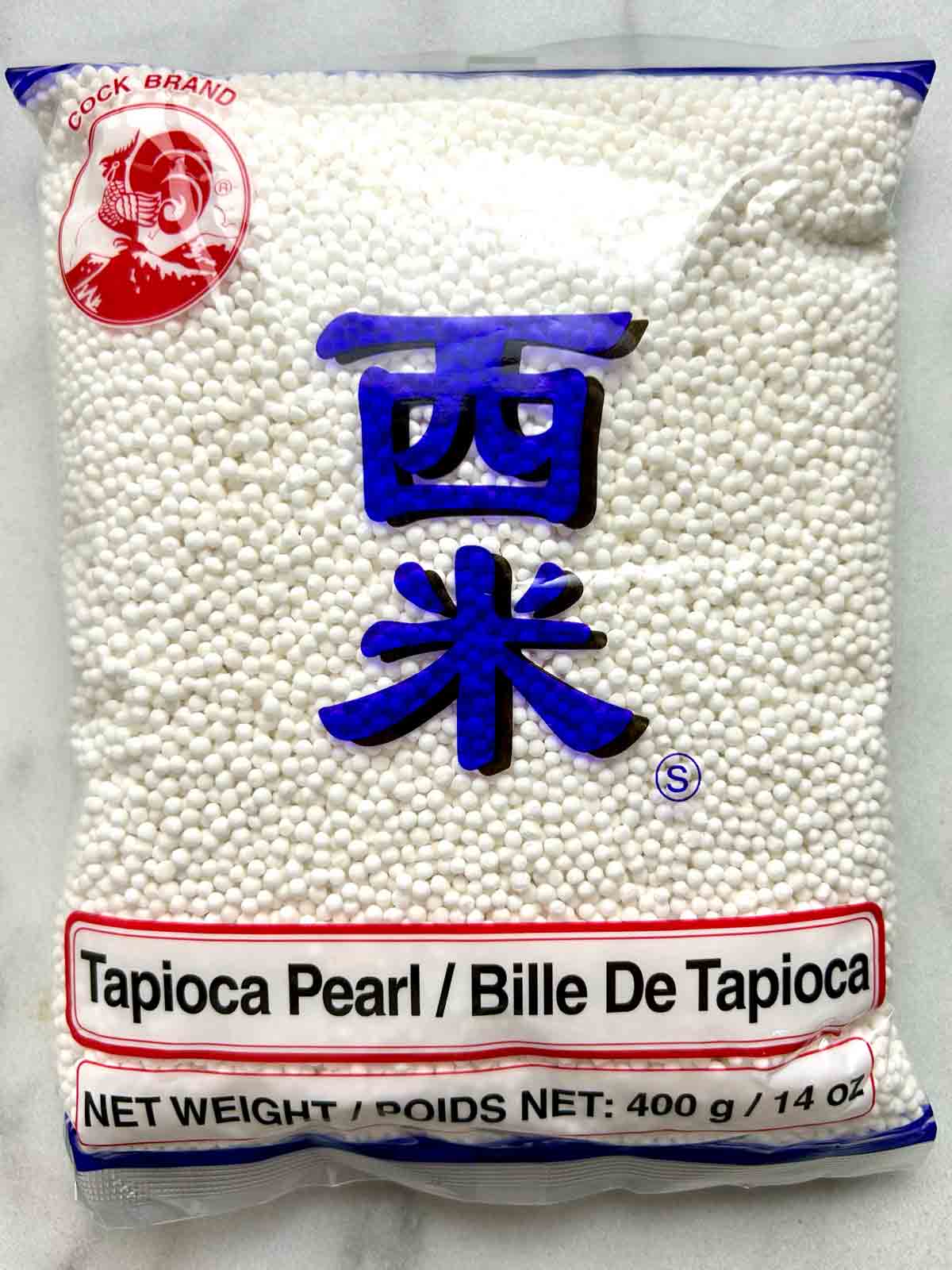 bag of dried tapioca pearls.