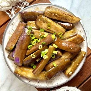 plate of stir-fried eggplant.