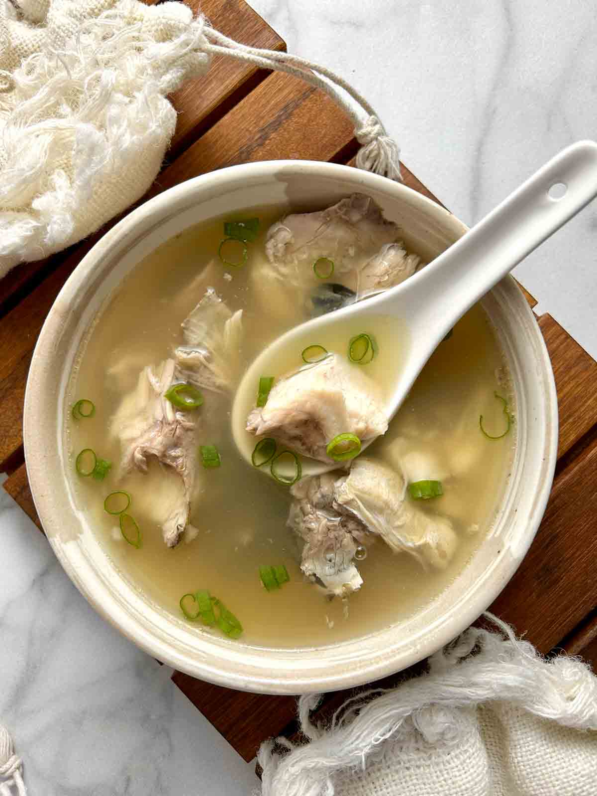 bowl of fish head soup.