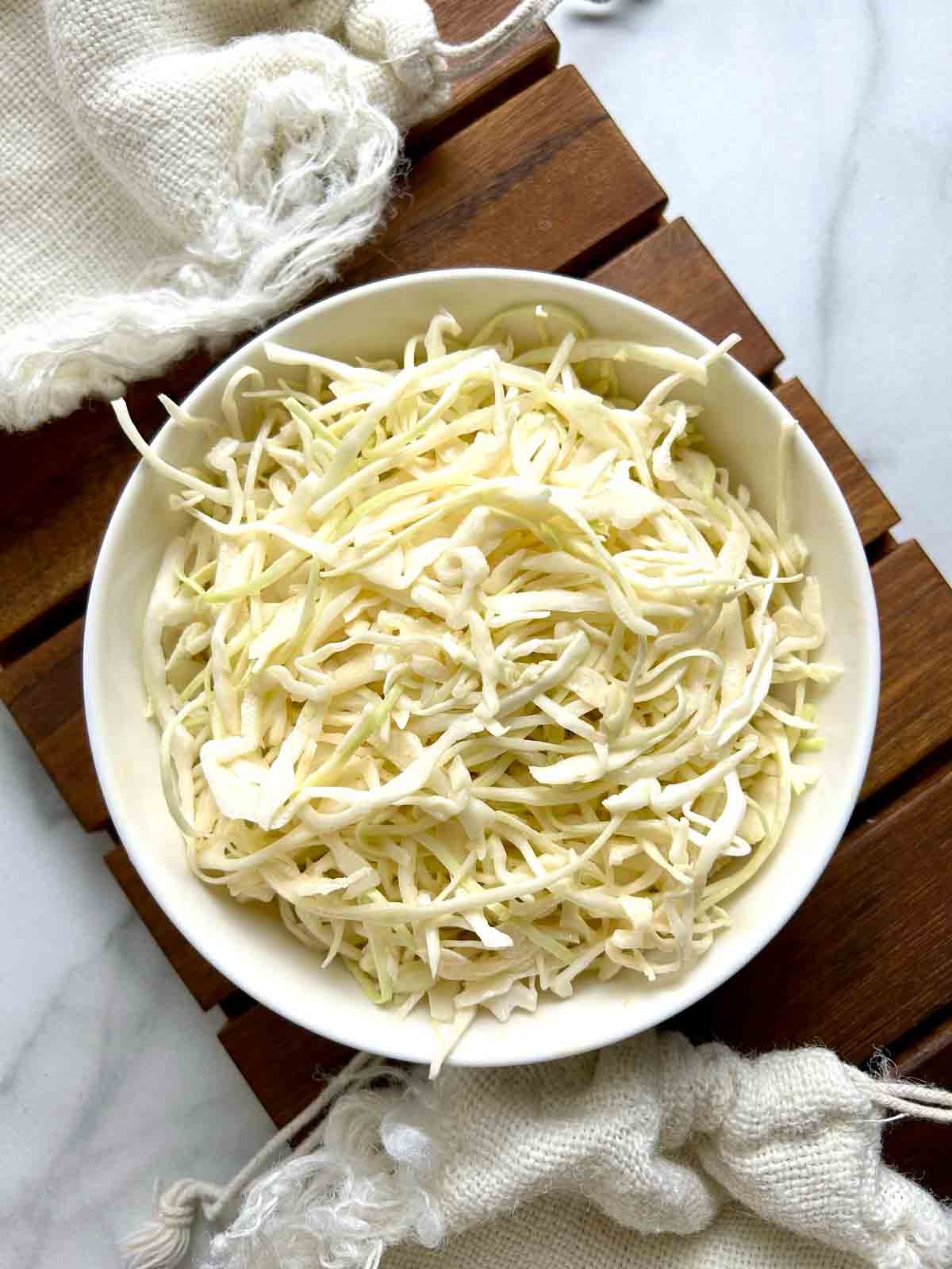 Japanese cabbage salad in bowl.