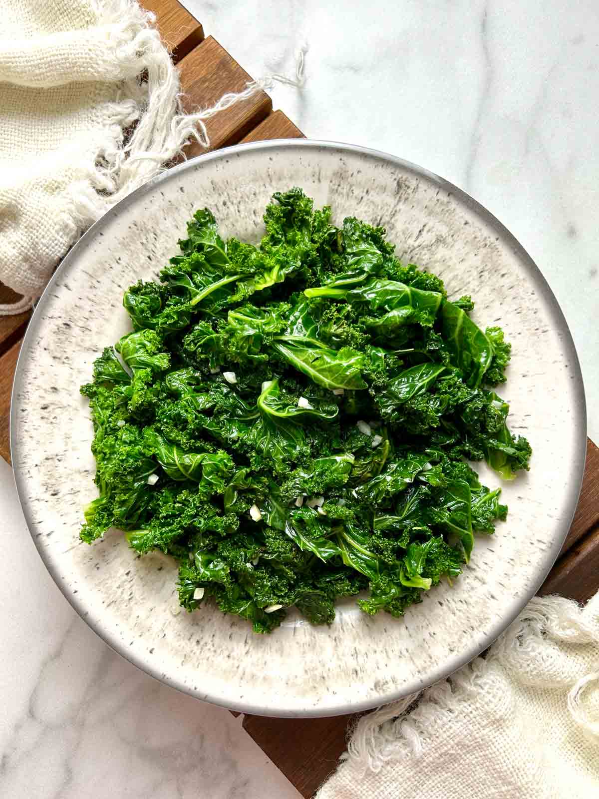 plate of stir-fried kale.