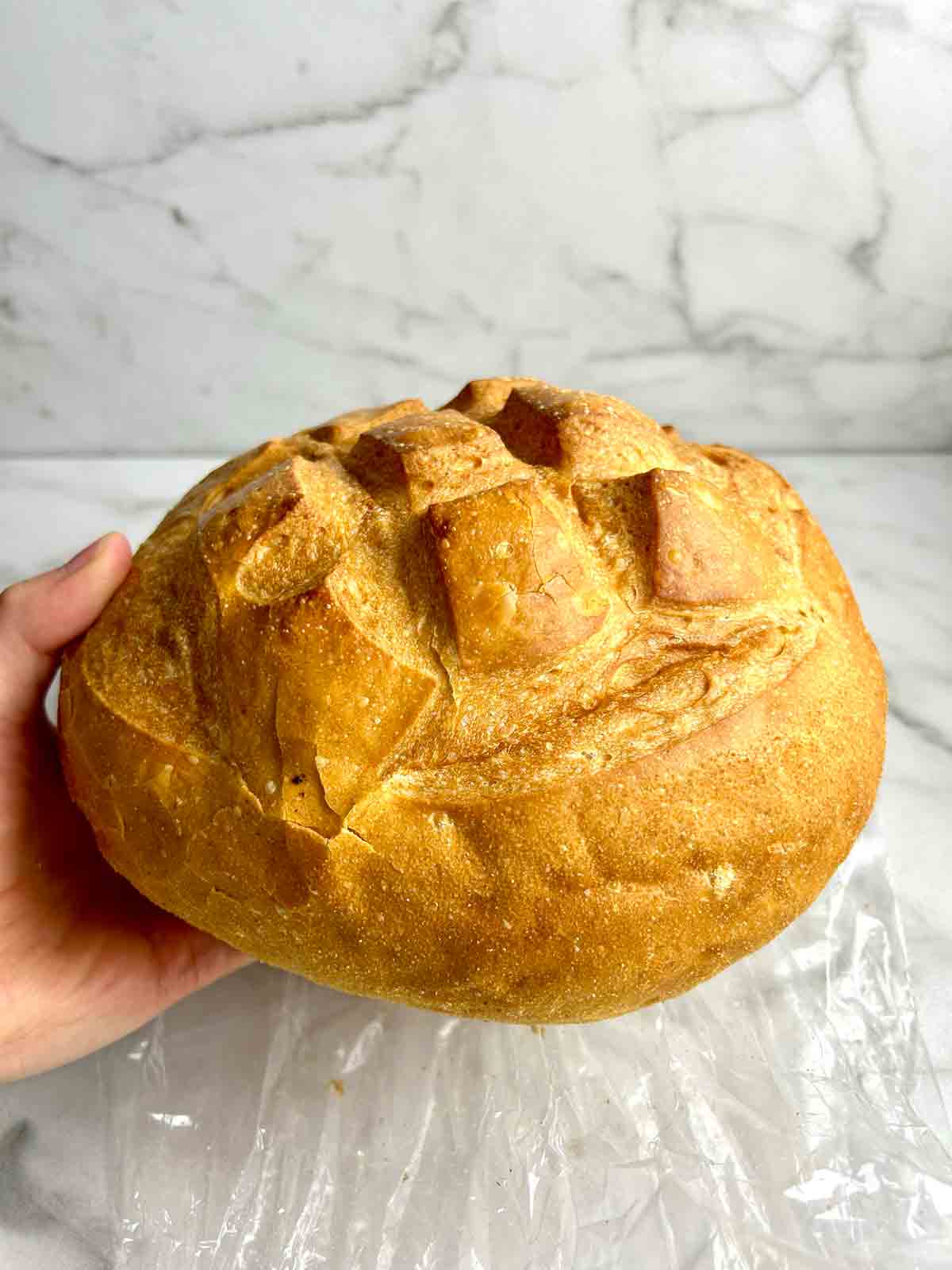 a round loaf of bread.