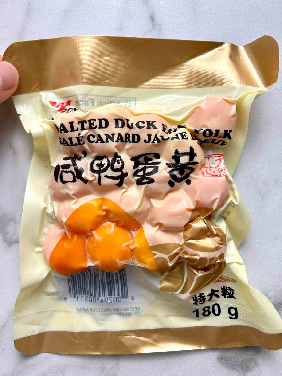 package of salted duck egg yolks.