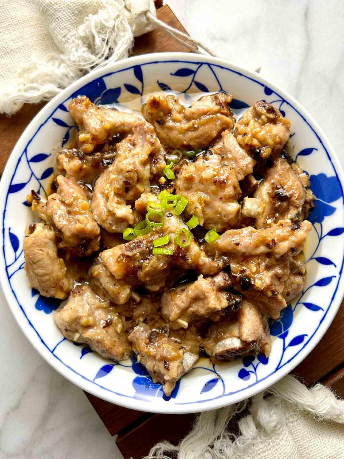 plate of steamed black bean ribs.