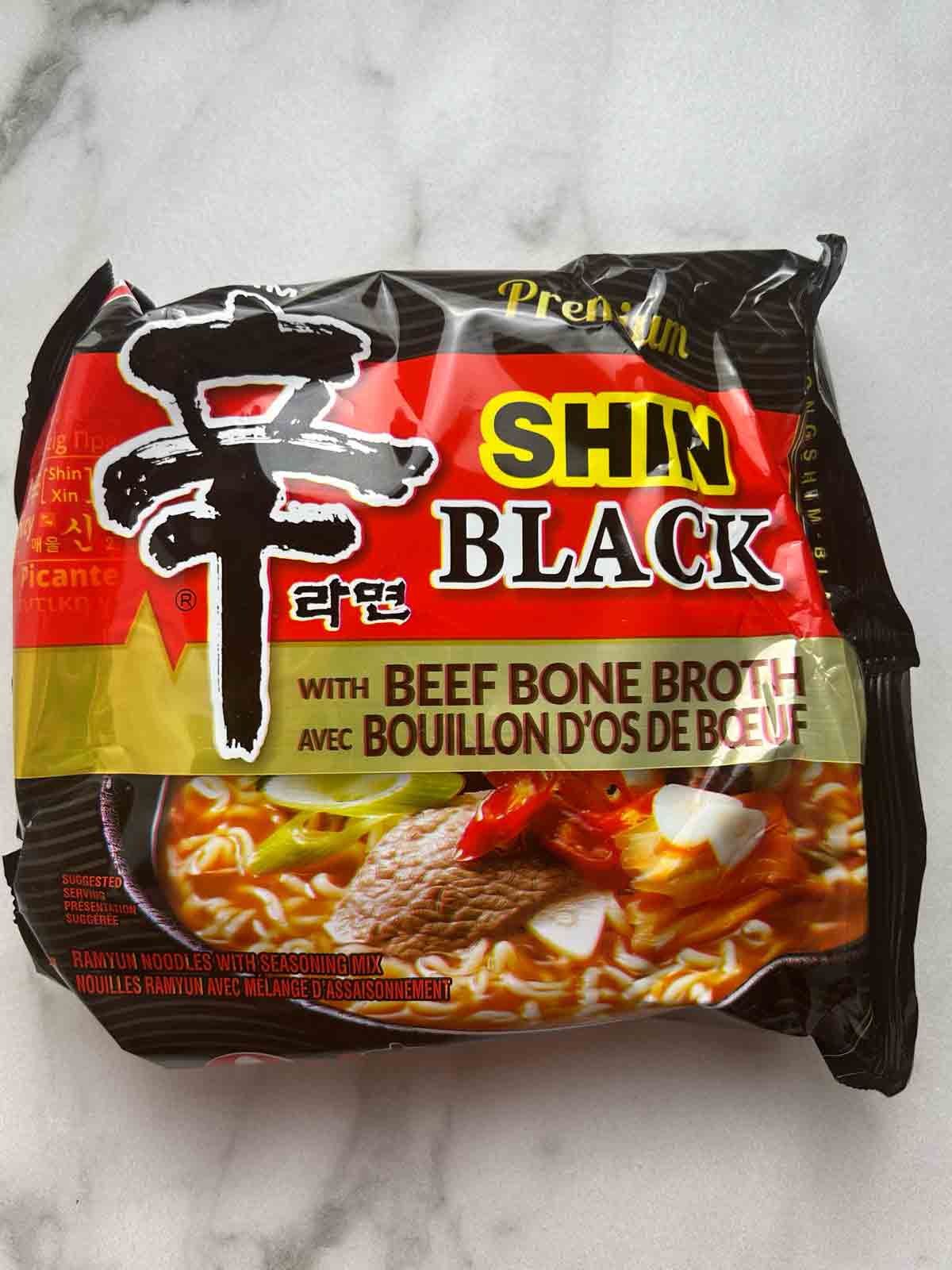 package of Shin Black ramen.