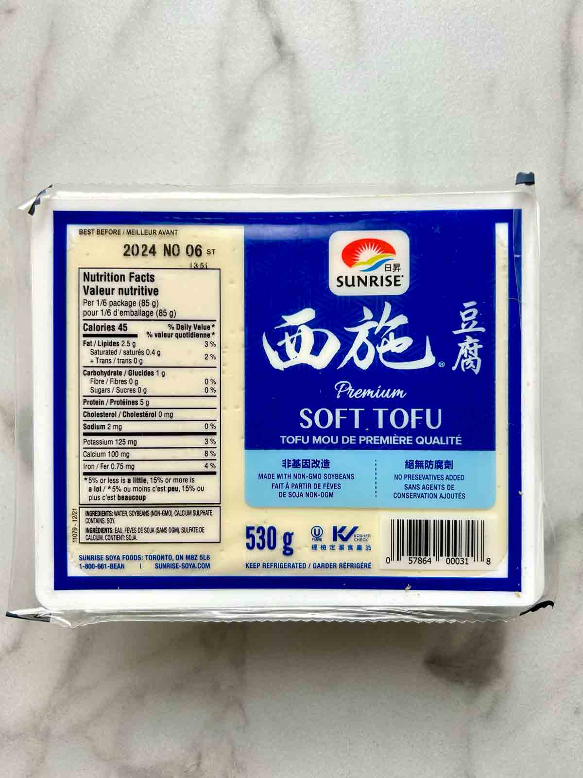 box of soft tofu.