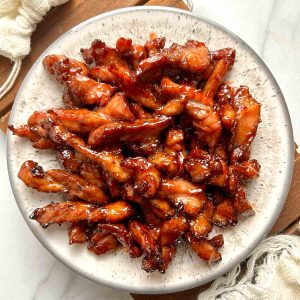 plate of homemade Chinese boneless spare ribs.