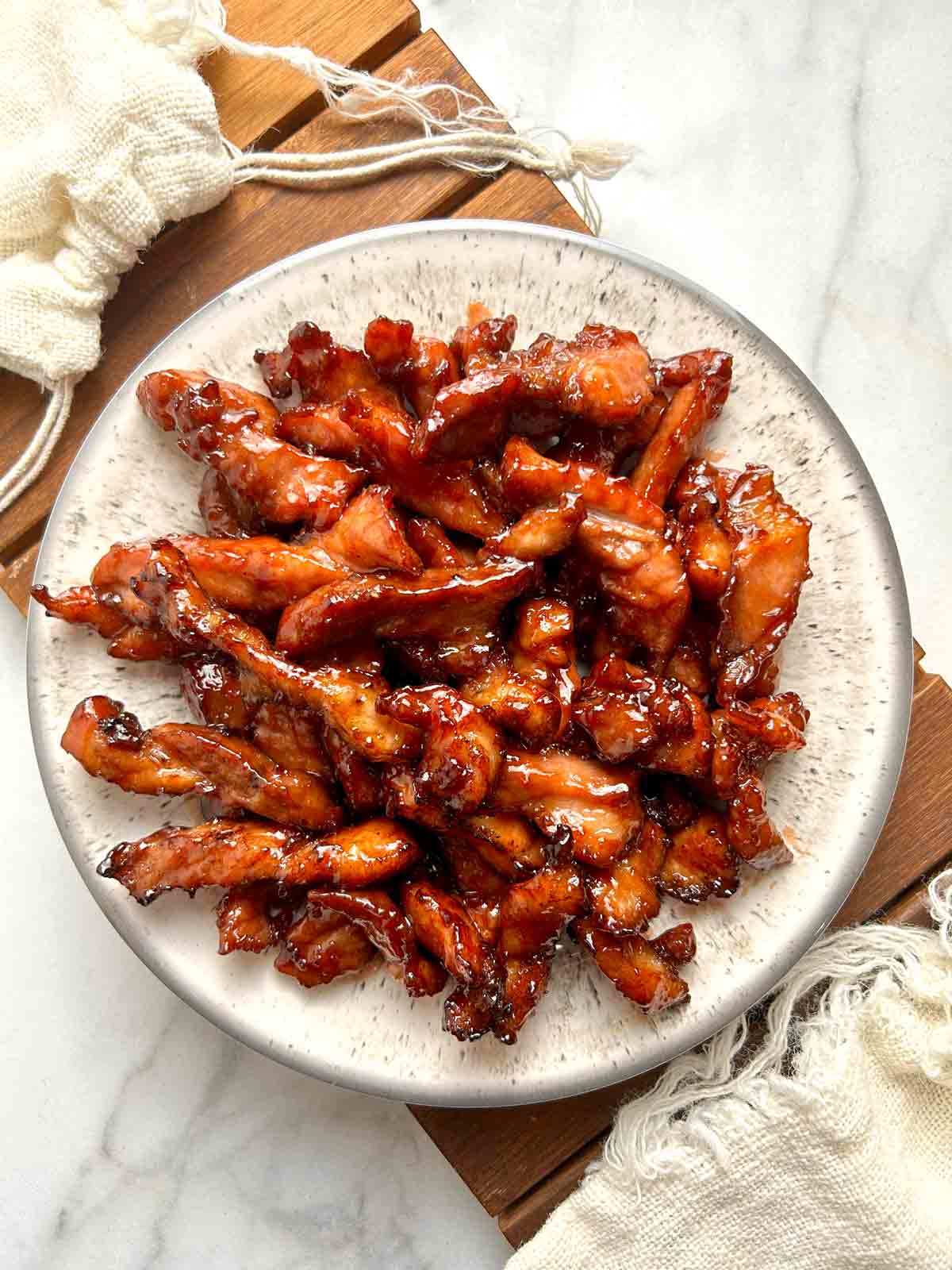 plate of homemade Chinese boneless spare ribs.